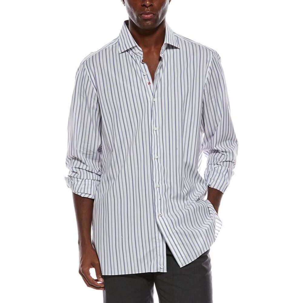 Isaia Mens Dress Shirt, Navy